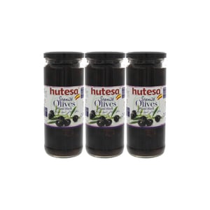 Hutesa Spanish Pitted Black Olives 3 x 212g