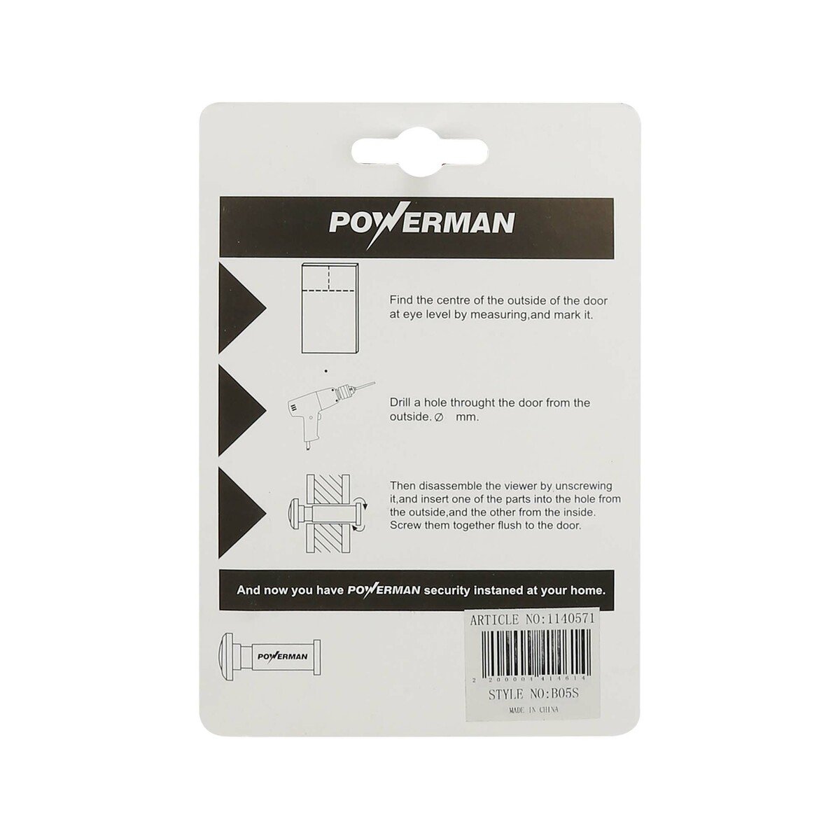Powerman Door Viewer 75mm Silver B05S