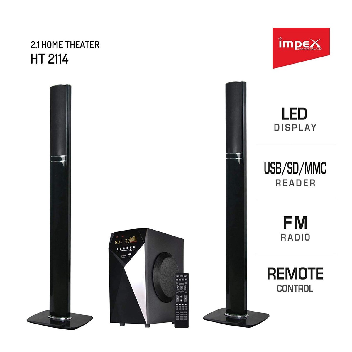 Impex 2.1Channel Multi Media Speaker HT2114