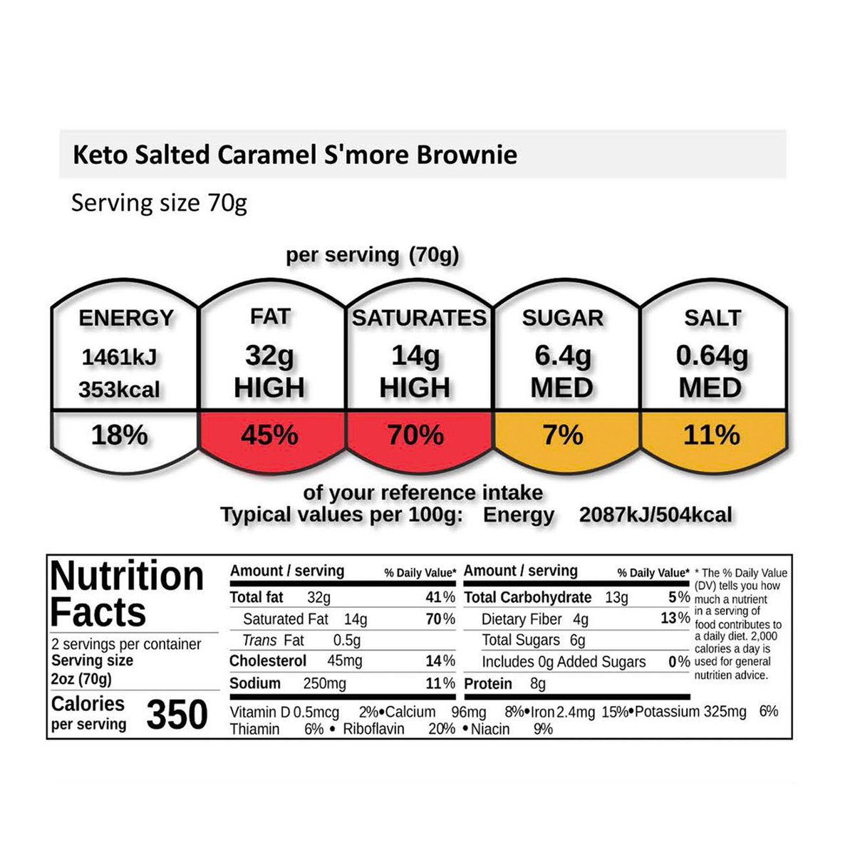 Keto Salted Caramel S'More Brownie 2 pcs