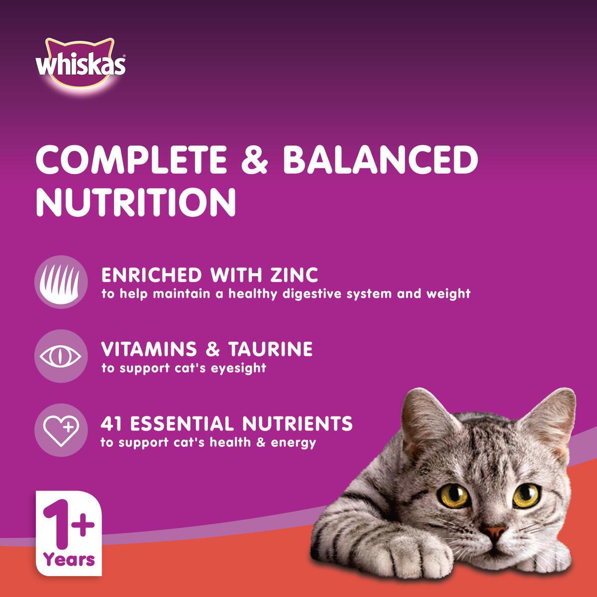 Whiskas Beef in Gravy Can Wet Cat Food for 1+ Years Adult Cats 400 g