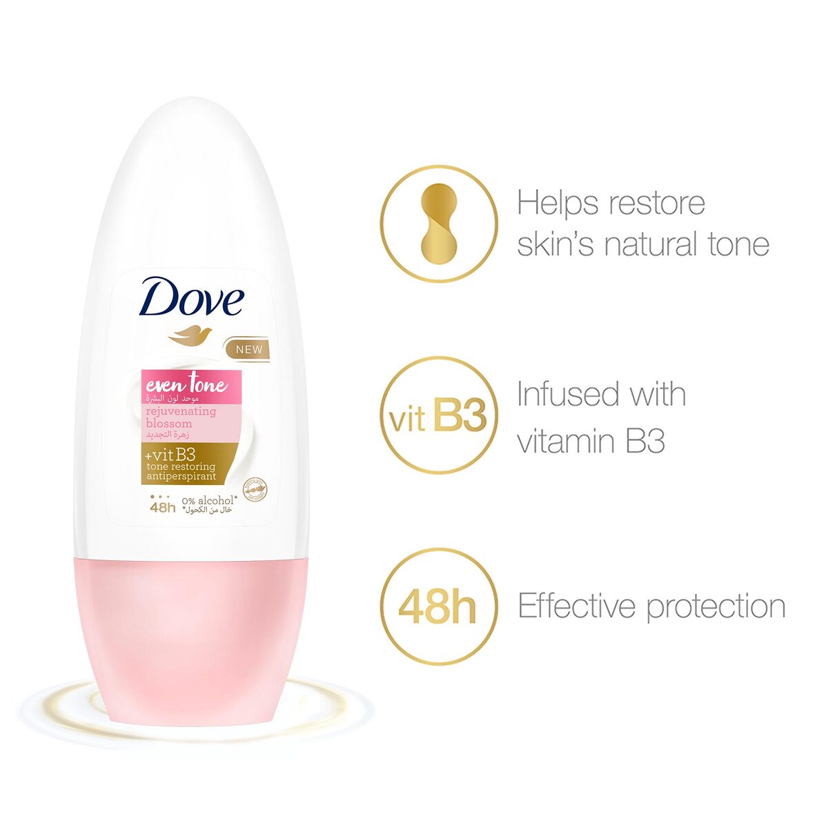 Dove Even Tone Rejuvenating Blossom Anti-Perspirant Deodorant Roll On 50 ml