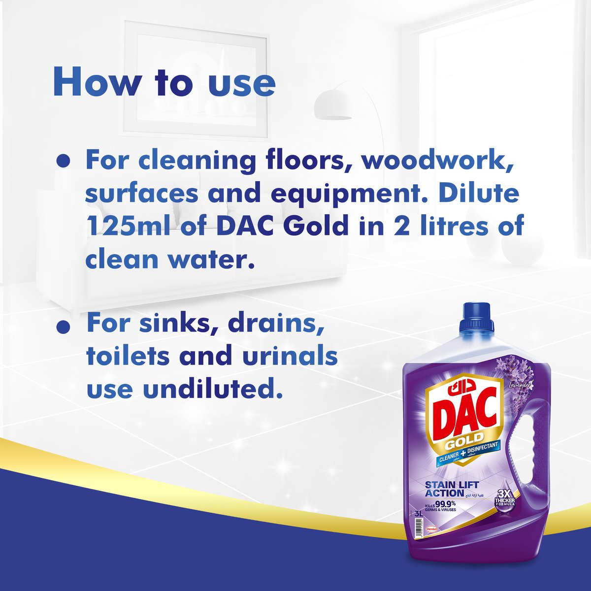 Dac Gold Multi Purpose Cleaner And Disinfectant Lavender De Provence 1 Litre