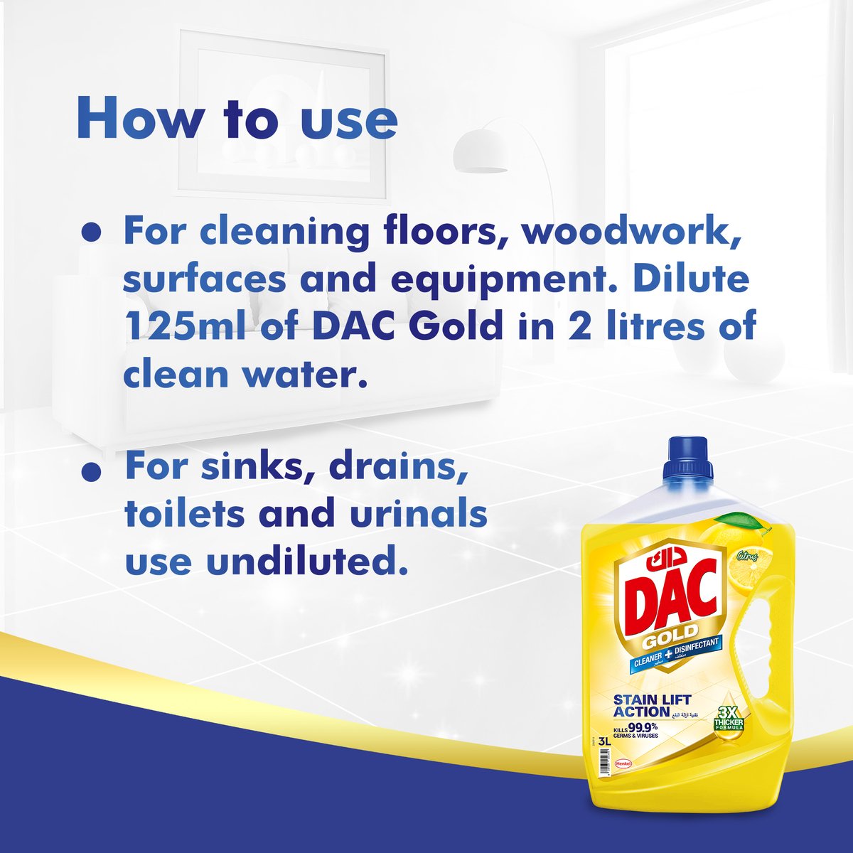 Dac Gold Multi-Purpose Disinfectant & Liquid Cleaner Citrus Burst 1 Litre