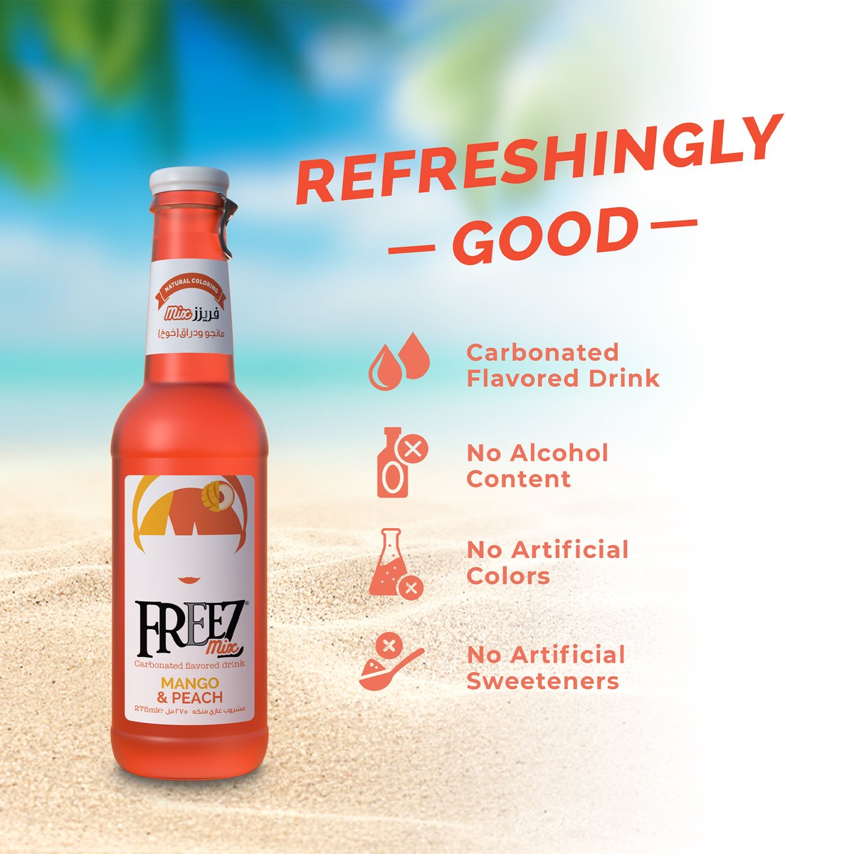 Freez Mix Mango & Peach Carbonated Flavored Drink 275 ml