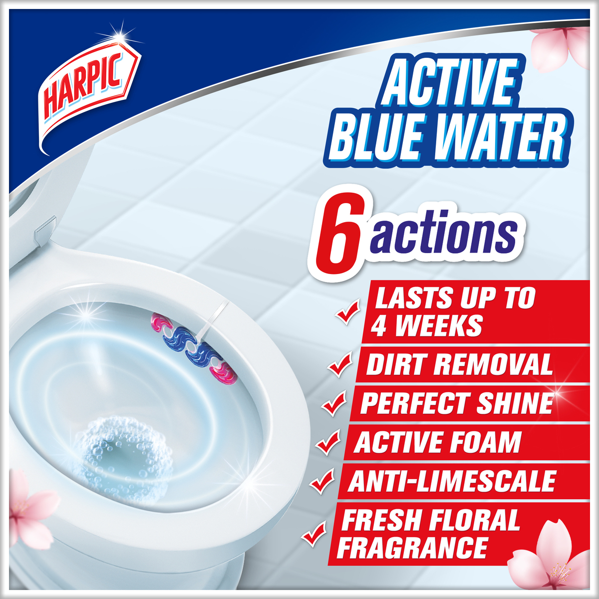 هاربيك مياه أكتيف الزرقاء زهور مكعبات المرحاض 2 × 35 جم