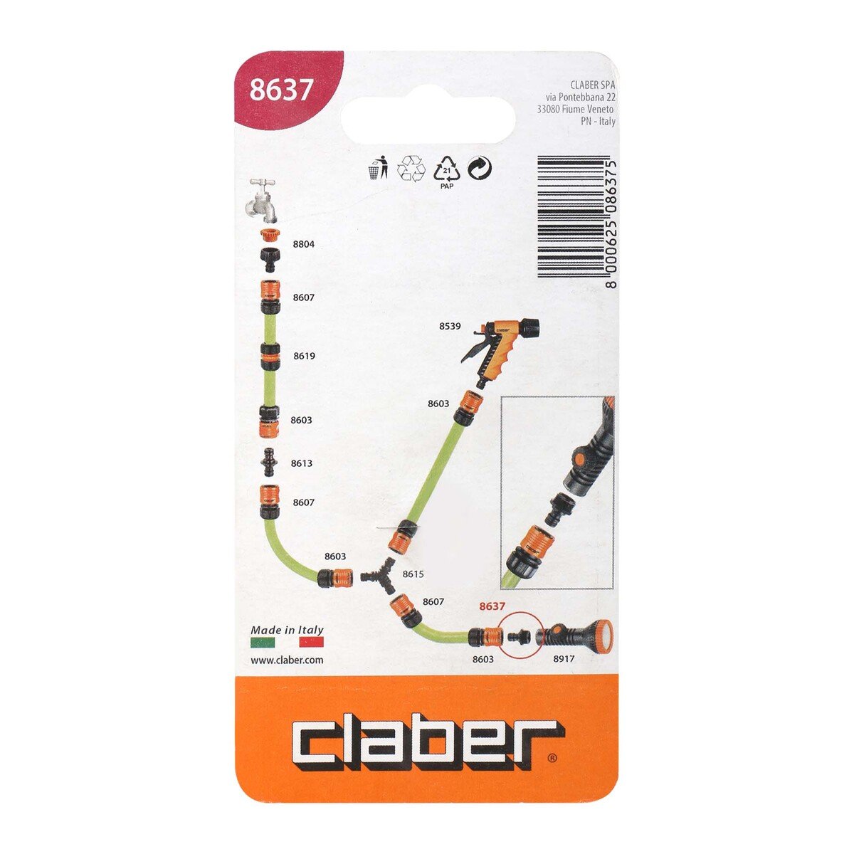 Claber Sprinkler Connector, Black, 8637