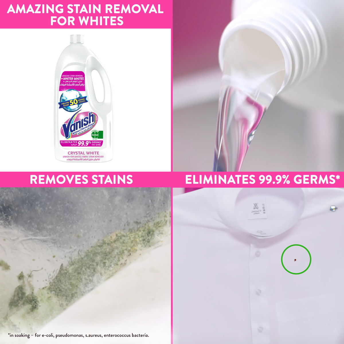 Vanish Liquid Stain Removal Crystal White 1.8 Litres + 500 ml
