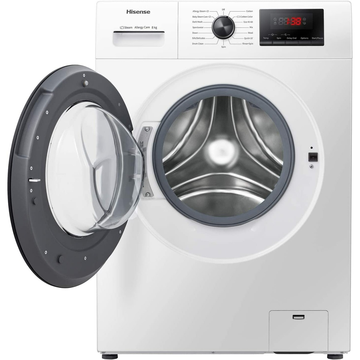 Hisense Front Load Washing Machine, 8 kg, 1200 RPM, White, WFPV8012EM