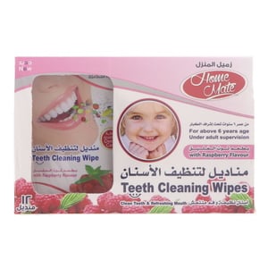 Home Mate Teeth Cleaning Wipes With Raspberry Flavour 12 pcs