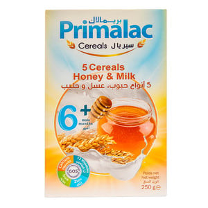 Primalac Baby Cereals 5 Cereals, Honey & Milk 6+months 250g