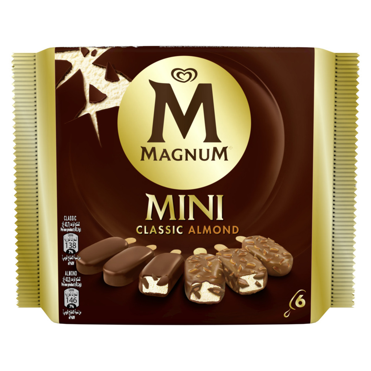 Magnum Mini Ice Cream Stick Classic Almond 6 x 57 ml