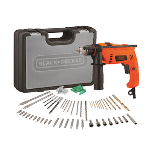 Black+Decker Hammer Drill with Variable Speed HD650 + Accessories 50pcs + Kit Box