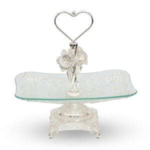 Home Glass Candy Tray With Stand TW7026S/H Silver