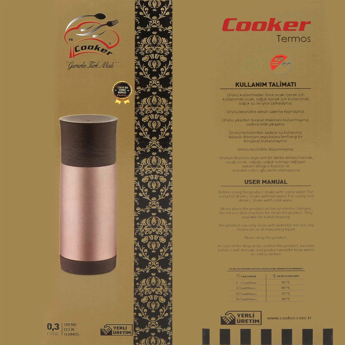 Cooker Stainless Steel Double Wall Vacuum Flask 0.3Ltr CKR2020 Assorted Colors
