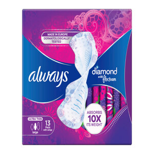 Always Diamond FlexFoam Large Sanitary Pads With Wings 13pcs