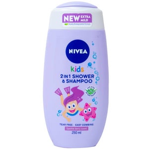 Nivea Kids, 2 in 1 Shower & Shampoo Sparkle Berry Scent, 250 ml