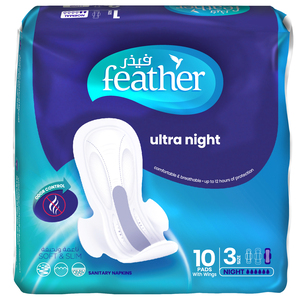 Feather Ultra Night Sanitary Pads With Wings 3 Size  10pcs