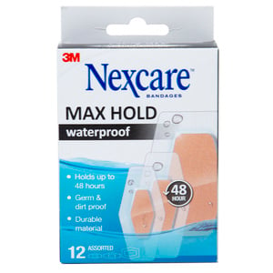 Nexcare Max Hold Waterproof Bandages Assorted 12 pcs
