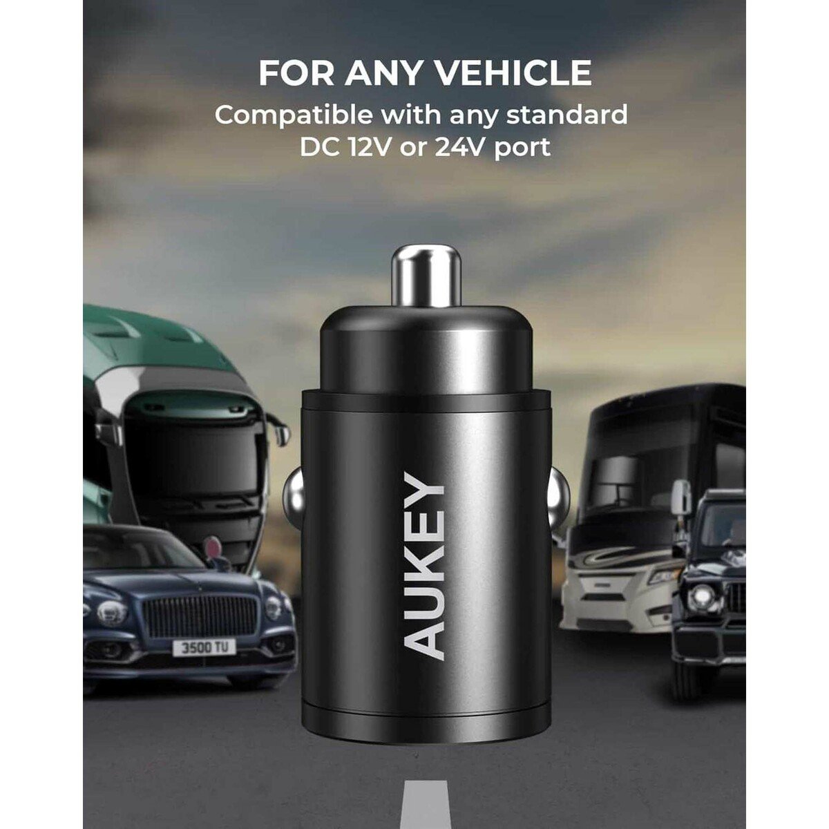 Aukey 30W  Metal Dual Port Fast Car Charger  CCA3