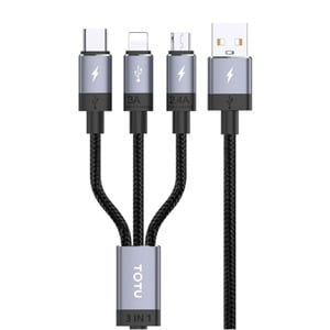 Totu Micro+Lightning+Type-C Data Cable 1.2M Black+Grey B3B-004