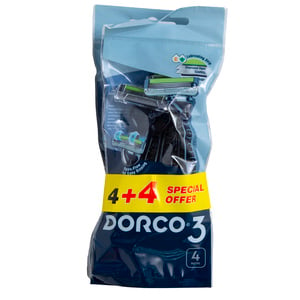 Dorco 3 Disposable Razor Diamond Hard Coating For Men 4+4