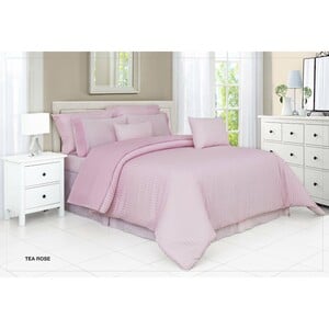 Cannon Solid Striped Collection 100% Cotton Comforter 168x218cm 144 Thread Count Tea Rose