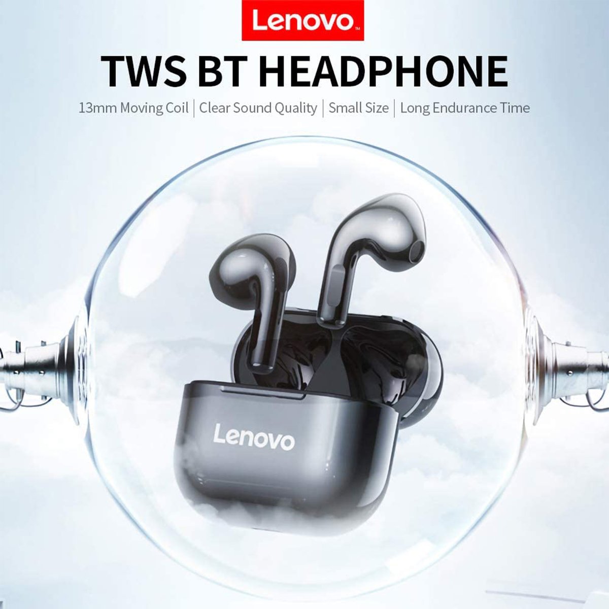 Lenovo LP40 TWS Headphone True Wireless BT Earbuds,White