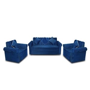 Design Plus Fabric Sofa Set 5 Seater (3+1+1) DP03 Blue
