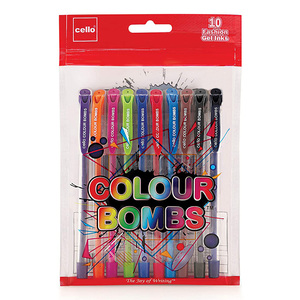 Cello Colour Bombs Vivid Coloured Ink Gel Pens, Pack of 10, CE-CB8-10A