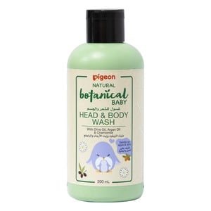 Pigeon Natural Botanical Baby Head and Body Wash With Olive Oil, Argan Oil & Chamomile, 200 ml