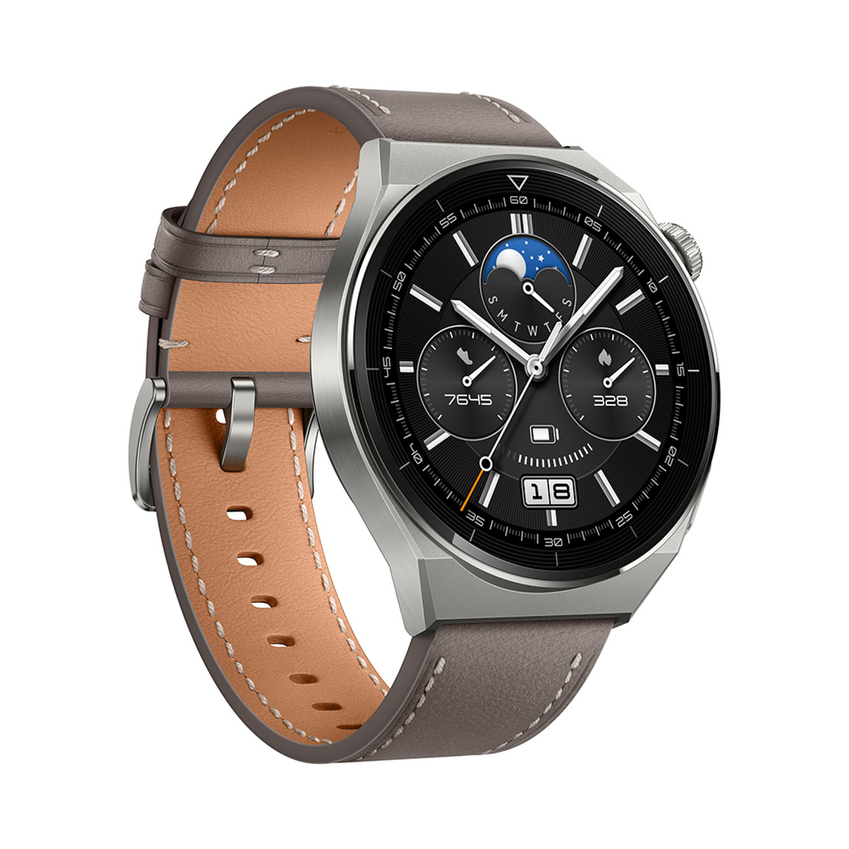 Huawei GT3 Pro Odin Classic Titanium Case with Gray Leather Strap (HUW-GT3PRO-ODIN-CLASSIC)