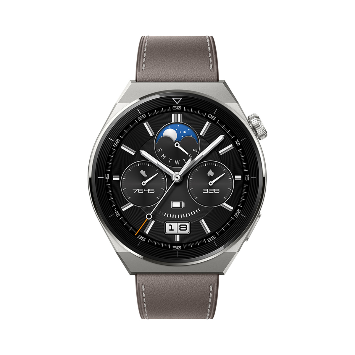Huawei GT3 Pro Odin Classic Titanium Case with Gray Leather Strap (HUW-GT3PRO-ODIN-CLASSIC)