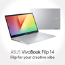 ASUS VivoBook Flip 14 TP470EA-EC450W Touch Laptop, i5-1135G7 8GB RAM 512GB SSD, 14" FHD, Windows 11 Home Stylus included