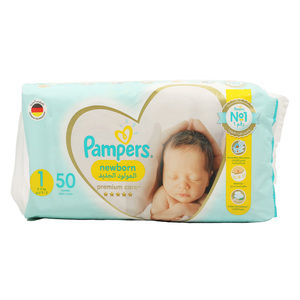 Pampers Premium Care Diaper Extra Absorb  Size 1, 2-5kg Value Pack 50pcs