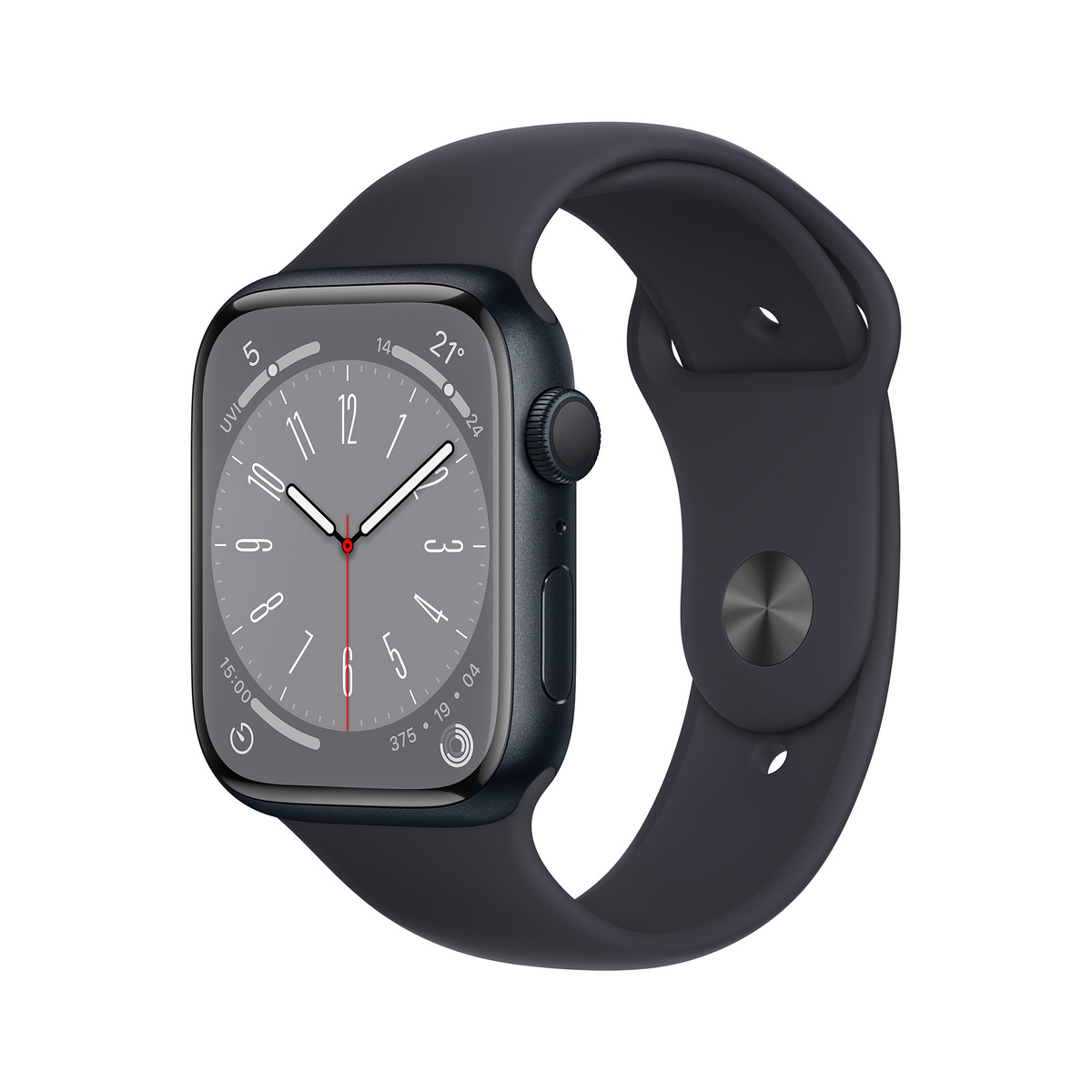 Apple Watch Series 8 GPS Midnight Aluminium Case with Midnight Sport Band-- 45 mm-- MNP13AE