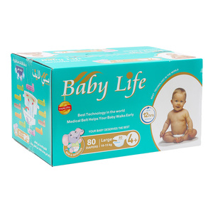 Baby Life Baby Diaper Size 4+ Size Large 10 - 15 kg Value Pack 80 pcs