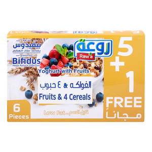 Rawa Fruit and 4 Cereals Low Fat Yogurt, 150 g, 5 + 1 Free
