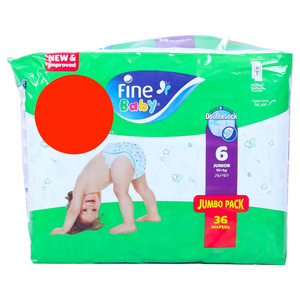 Fine Baby Diaper 6 Junior 16+kg Value Pack 36pcs