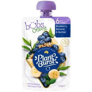 Organic Bubs Baby Food Blueberry Banana & Quinoa 6m+ 120 g