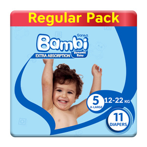 Sanita Bambi Baby Diaper Regular Pack Size, 5 Extra Large, 12-22 kg, 11 pcs