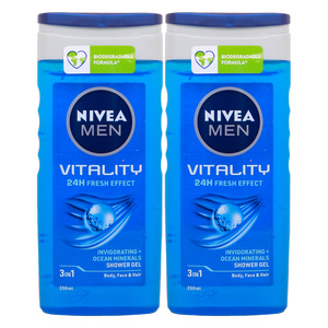 Nivea Men Vitality Fresh Shower Gel 2 x 250 ml