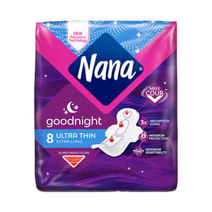 Nana Goodnight Ultra Thin Extra Long Pads with Wings 8 pcs