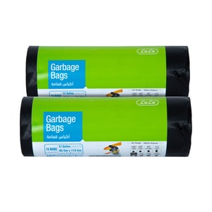 LuLu Wisepicks Garbage Bags Roll Black 57 Gallon 85cm x 115 cm 2 x 15 pcs