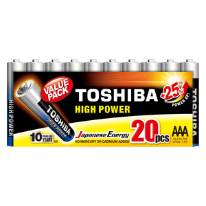 Toshiba High Power Alkaline AAA Battery, 1.5V x 20 Pcs, LR03