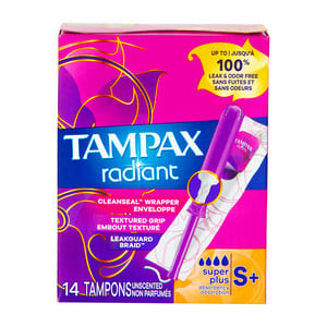 Tampax Radiant Super Plus Unscented Tampons 14 pcs