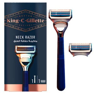 King C. Gillette Men's Neck Razor with Gillette's Best Sharpest Stainless Steel Platinum Coated Blades 1Up