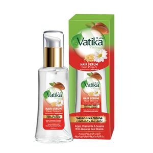 Vatika Naturals Heat Protect Hair Serum Argan, Chamomile & Sesame With Advanced Heat Shields, 47 ml