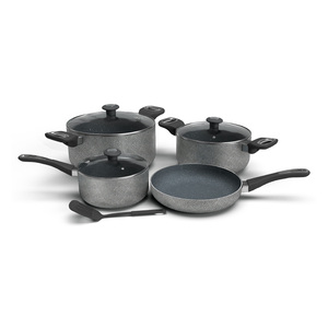 Delici Nonstick Aluminum Cookware Set Hammerton, 8 Pcs, Black/Grey, H-ACS8HE