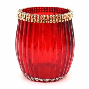 Maple Leaf Ribbed Tealight Candle Holder Red